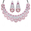 Tourmaline & Simulated Diamond Studded Beautiful Necklace Set FN-1061