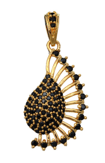 Designer Black Spinel & Golden Elements Studded Pendant & Earring Set FP-1061