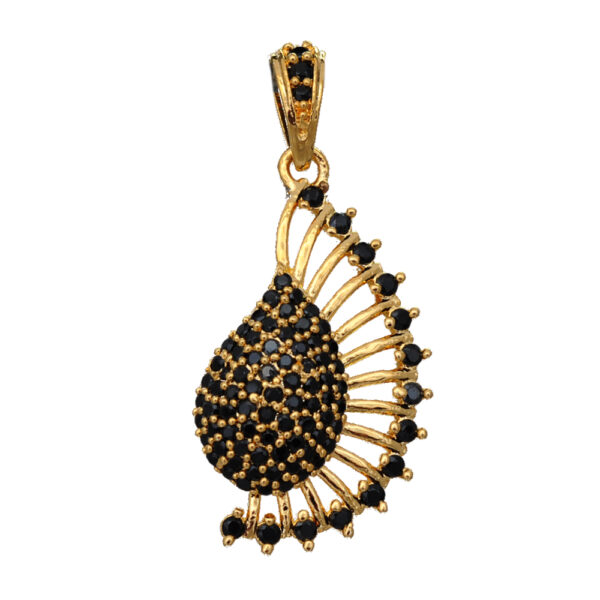 Designer Black Spinel & Golden Elements Studded Pendant & Earring Set FP-1061