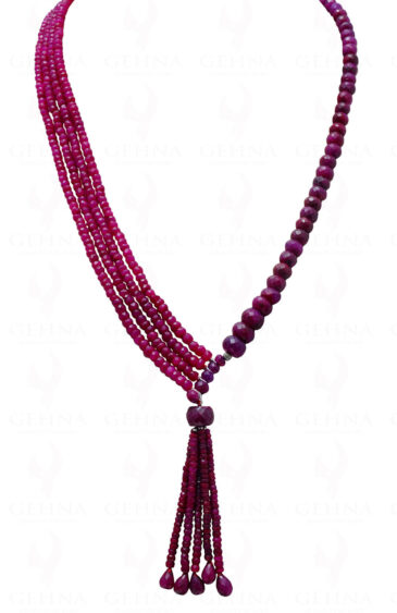 Ruby Bead & Drop Necklace With .925 Sterling Silver Elements NP-1061