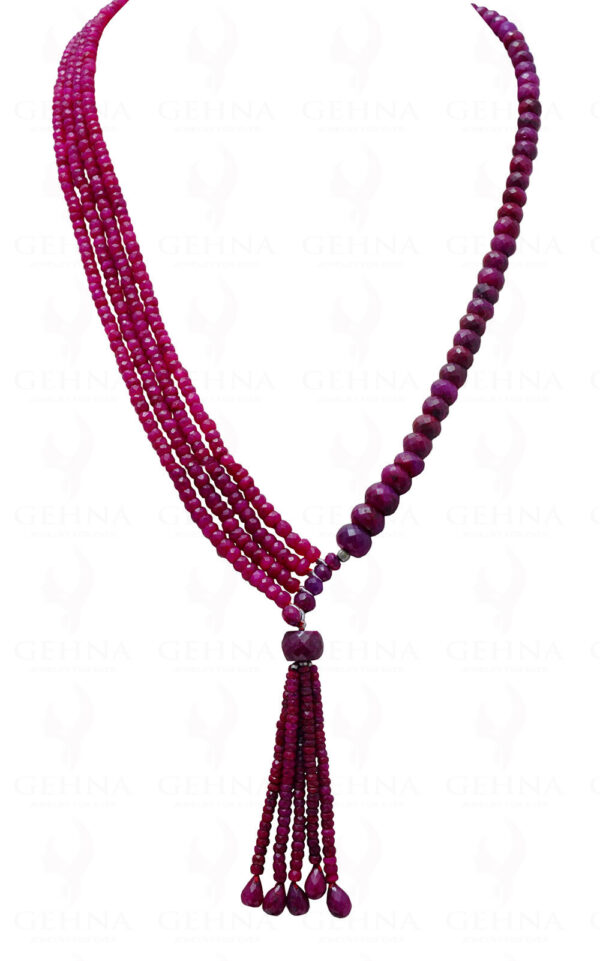 Ruby Bead & Drop Necklace With .925 Sterling Silver Elements NP-1061