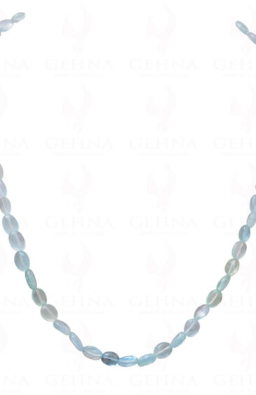 Aquamarine Gemstone Oval Shaped Bead Strand Necklace NS-1061