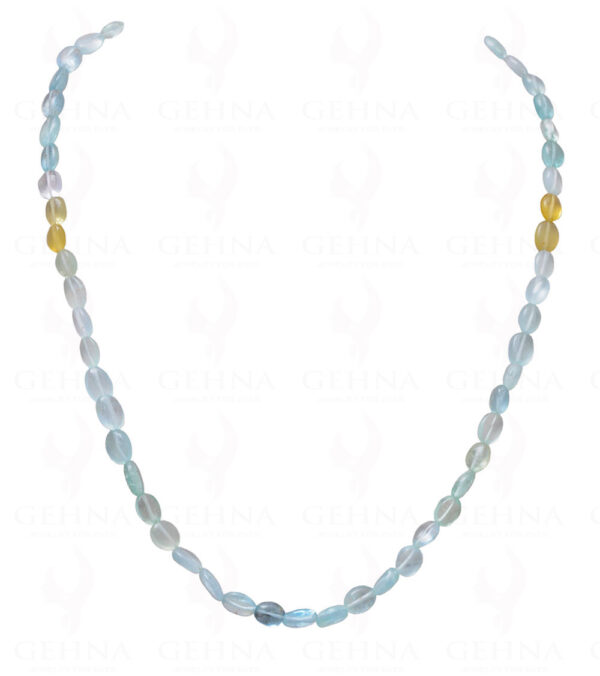 Aquamarine Gemstone Oval Shaped Bead Strand Necklace NS-1061