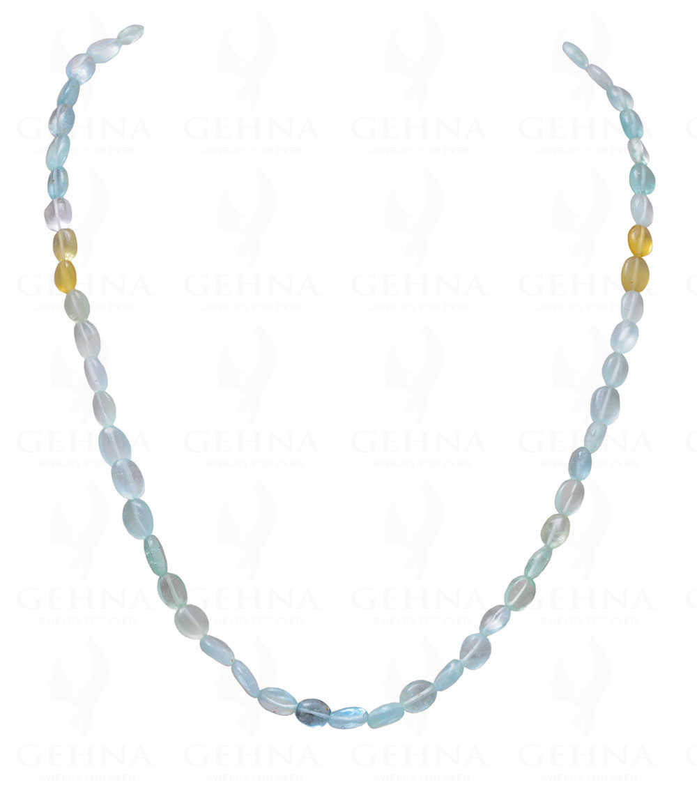 Aquamarine Gemstone Oval Shaped Bead Strand Necklace NS-1061