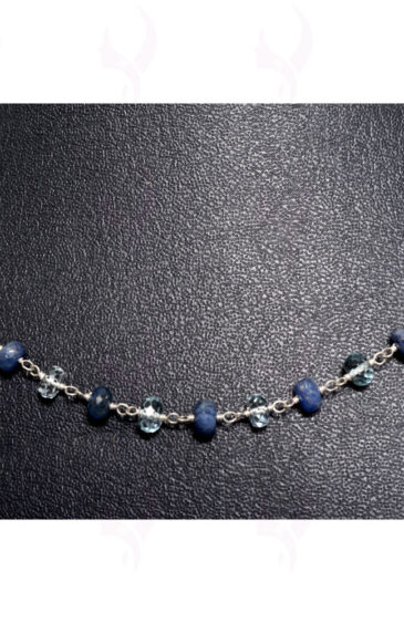 Aquamarine Sapphire Gemstone Chain In .925 Sterling Silver CS-1061
