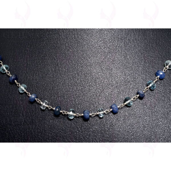 Aquamarine Sapphire Gemstone Chain In .925 Sterling Silver CS-1061