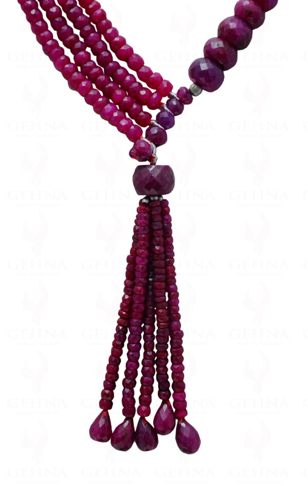 Ruby Bead & Drop Necklace With .925 Sterling Silver Elements NP-1061