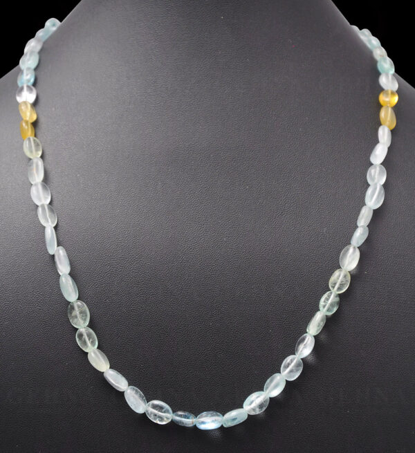 Aquamarine Gemstone Oval Shaped Bead Strand Necklace NS-1061