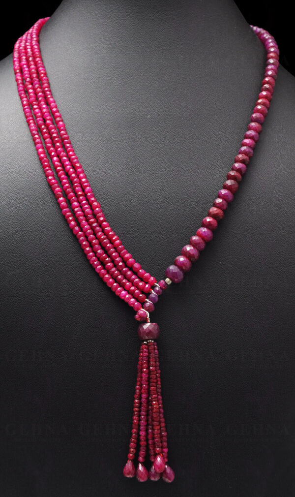 Ruby Bead & Drop Necklace With .925 Sterling Silver Elements NP-1061