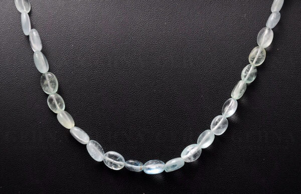 Aquamarine Gemstone Oval Shaped Bead Strand Necklace NS-1061