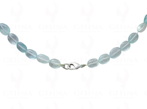 Aquamarine Gemstone Oval Shaped Bead Strand Necklace NS-1061