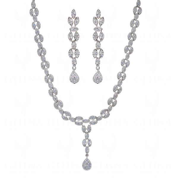 Simulated Diamond Studded Party Or Wedding Wear Necklace & Earring Set FN-1062