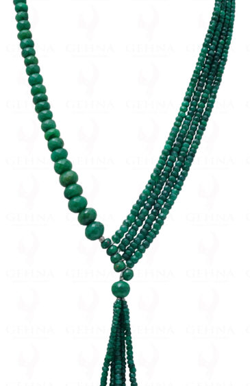 Emerald Gemstone Bead & Drop Necklace With .925 Sterling Silver Elements NP-1062