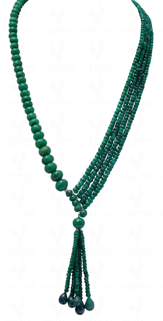 Emerald Gemstone Bead & Drop Necklace With .925 Sterling Silver Elements NP-1062