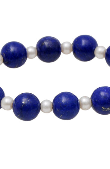 Pearl & Lapis Lazuli Gemstone Beaded Flexible Bracelet BS-1062