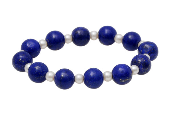 Pearl & Lapis Lazuli Gemstone Beaded Flexible Bracelet BS-1062