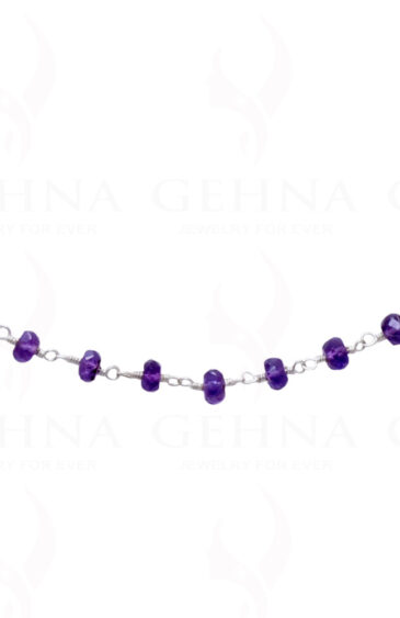 18″ Amethyst Gemstone Bead Chain In .925 Sterling Silver CS-1062