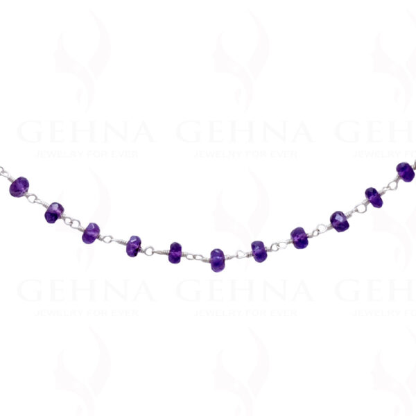 18" Amethyst Gemstone Bead Chain In .925 Sterling Silver CS-1062