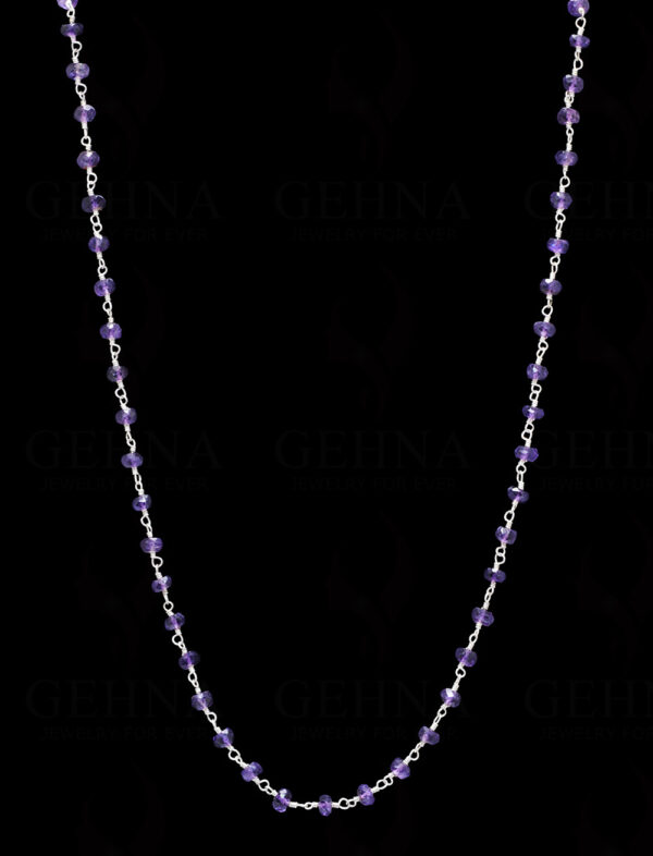 18" Amethyst Gemstone Bead Chain In .925 Sterling Silver CS-1062