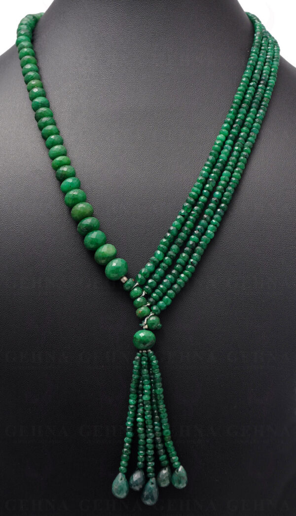 Emerald Gemstone Bead & Drop Necklace With .925 Sterling Silver Elements NP-1062