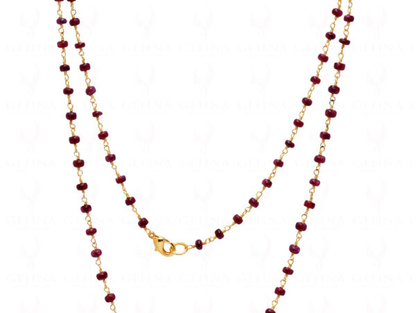 Ruby Gemstone Bead Chain Knotted In.925 Sterling Silver CP-1062