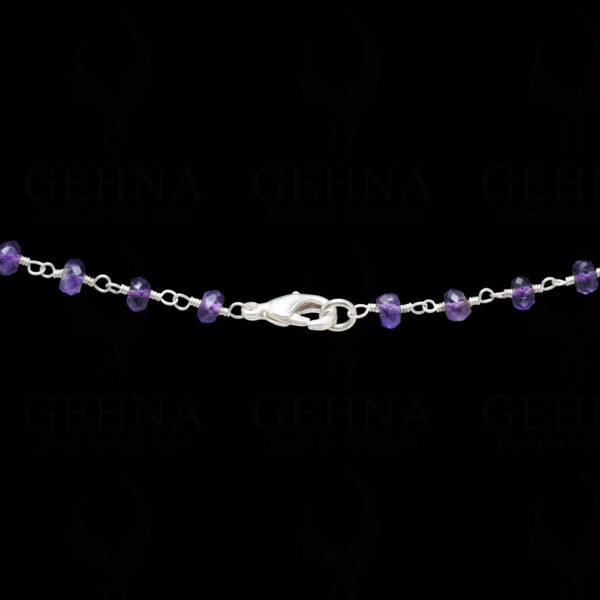 18" Amethyst Gemstone Bead Chain In .925 Sterling Silver CS-1062