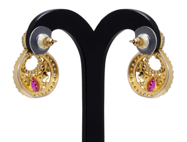 Cubic Zirconia & Ruby Studded Trendy Pendant & Earring Set FP-1062