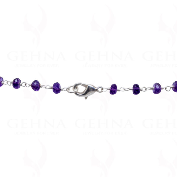 18" Amethyst Gemstone Bead Chain In .925 Sterling Silver CS-1062