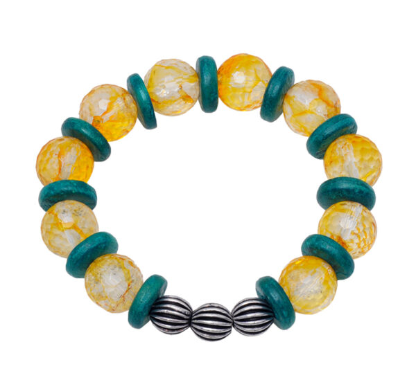 Wooden & Lemon Topaz Gemstone Flexible Bracelet BS-1063