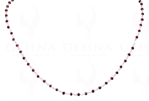 18" Garnet Gemstone Bead Chain In .925 Sterling Silver CS-1063