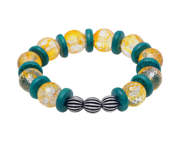 Wooden & Lemon Topaz Gemstone Flexible Bracelet BS-1063