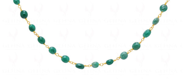 Emerald Gemstone Oval Shaped Chain Knotted In.925 Sterling Silver CP-1063