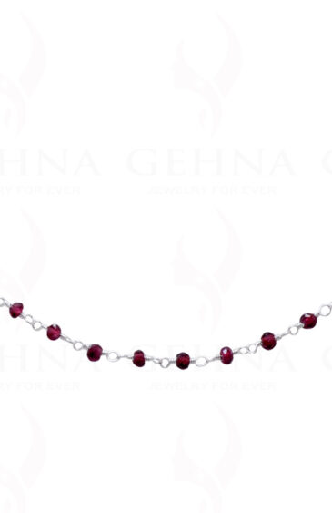 18″ Garnet Gemstone Bead Chain In .925 Sterling Silver CS-1063
