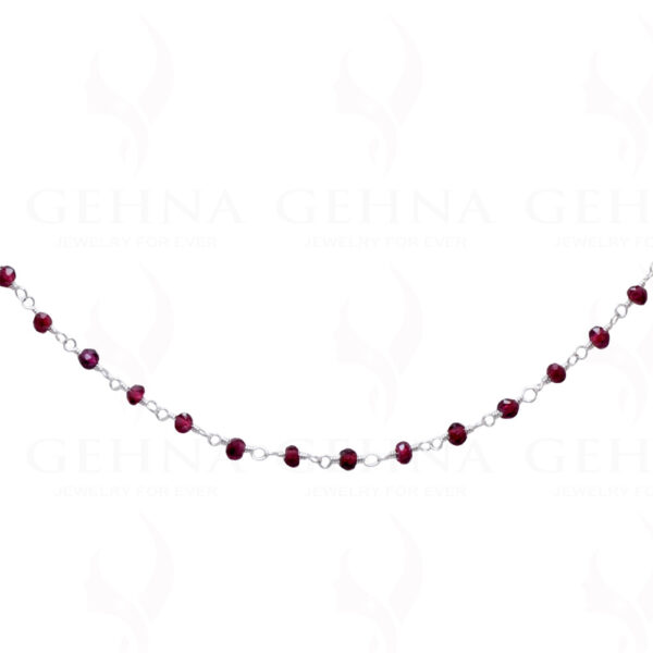 18" Garnet Gemstone Bead Chain In .925 Sterling Silver CS-1063