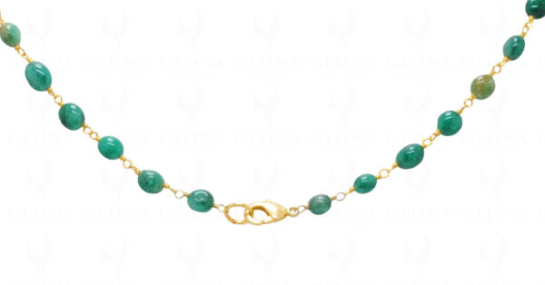 Emerald Gemstone Oval Shaped Chain Knotted In.925 Sterling Silver CP-1063