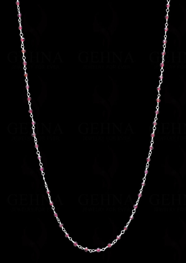 18" Garnet Gemstone Bead Chain In .925 Sterling Silver CS-1063