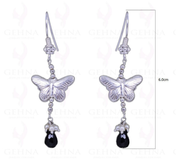 Black Spinel Gemstone Drops Earrings Made In .925 Sterling Silver ES-1063