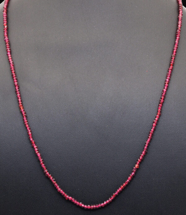 Red Garnet Gemstone Round Faceted Bead Strand Necklace Set NS-1063