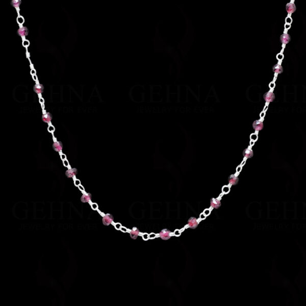 18" Garnet Gemstone Bead Chain In .925 Sterling Silver CS-1063