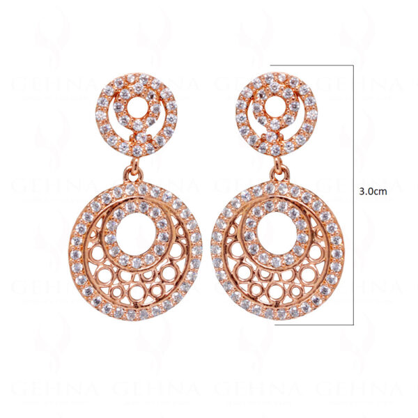 Rose Gold Plated Simulated Diamond Studded Stylish Necklace Set FN-1063