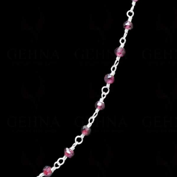 18" Garnet Gemstone Bead Chain In .925 Sterling Silver CS-1063