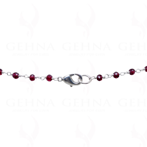 18" Garnet Gemstone Bead Chain In .925 Sterling Silver CS-1063