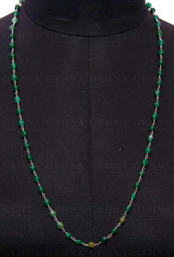 Emerald Gemstone Oval Shaped Chain Knotted In.925 Sterling Silver CP-1064