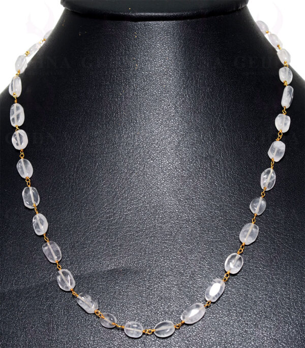 18" Rock-Crystal Oval Bead Chain In .925 Sterling Silver CS-1064