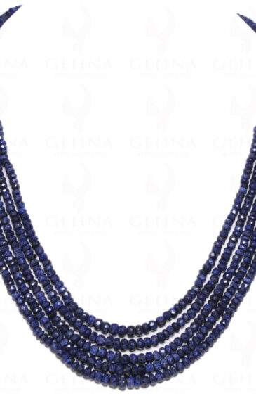5 Rows Of African Blue Sapphire Gemstone Bead Necklace NP-1064