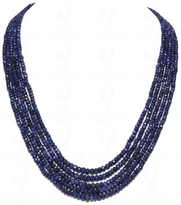 5 Rows Of African Blue Sapphire Gemstone Bead Necklace NP-1064