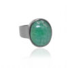 Emerald Gemstone Studded 925 Sterling Silver Ring SR-1064