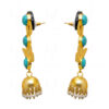 Pearl & Blue Turquoise Studded Gold Plated Earrings FE-1064