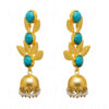 Pearl & Blue Turquoise Studded Gold Plated Earrings FE-1064