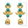 Pearl & Blue Turquoise Studded Gold Plated Earrings FE-1064